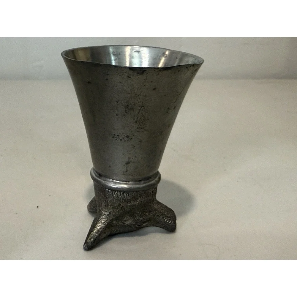 Vintage Silver Plated Fox Wolf Head‎ Stirrup Cup / Barware Shot Glass 3.5